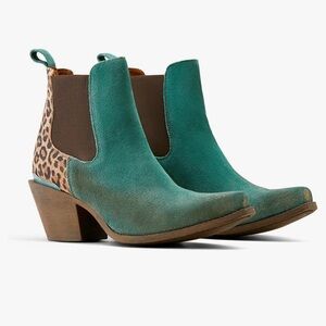 Ariat Teal and Leopard Heeled Boots